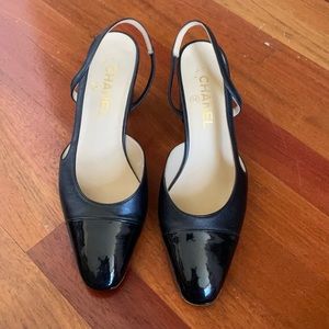 Black Chanel Slingback Heels